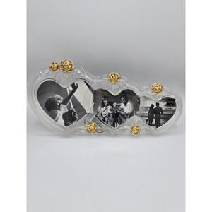 MIKASA‎ Germany Triple Photo Frame Cystal Frost Gold Floral